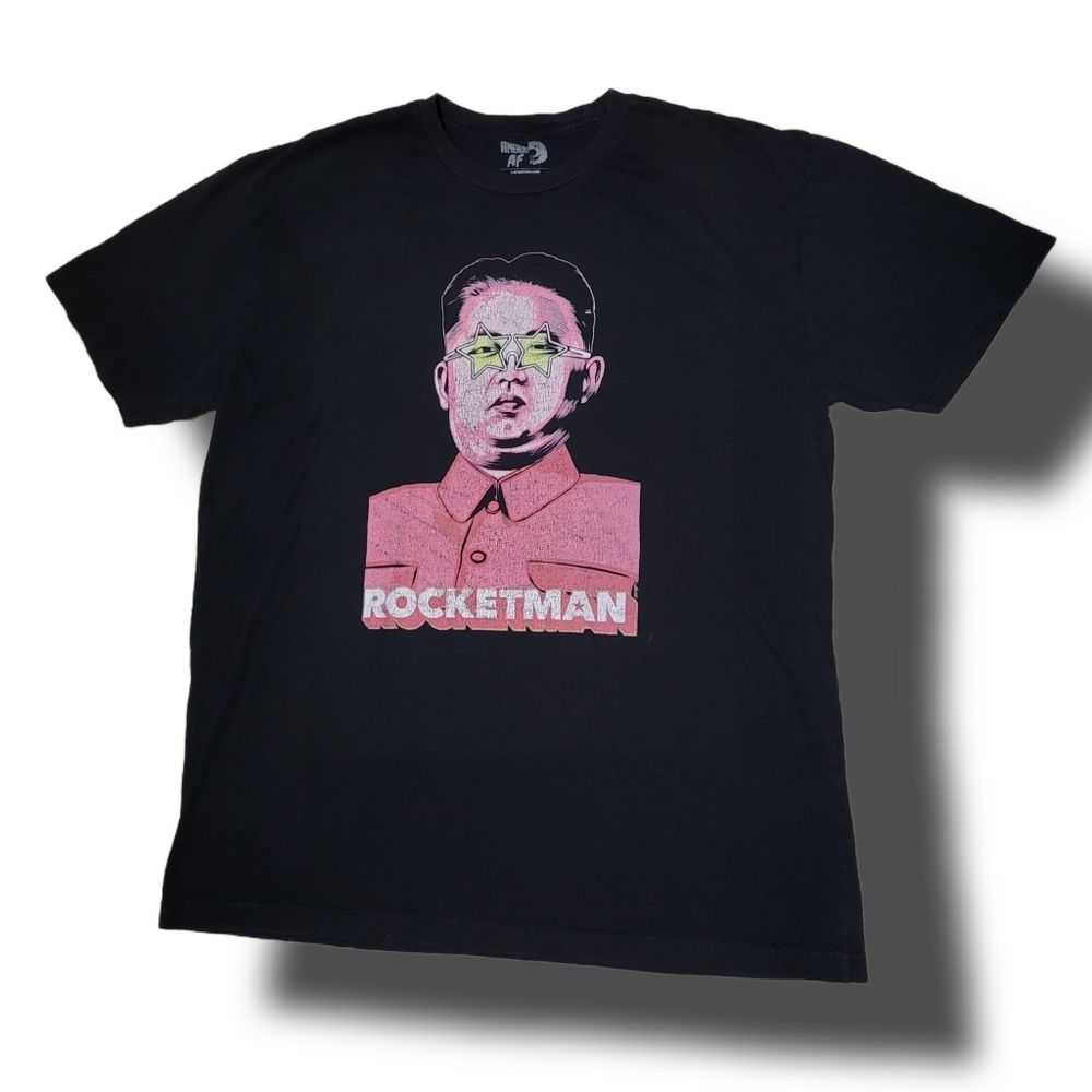 American AF Men's Black Rocketman Short Sleeve T-Shirt GUC XL